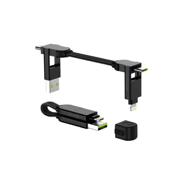 InCharge X 100W 6 in 1 charging cable for iPhone, Android and laptops