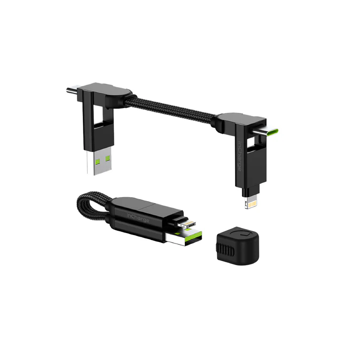InCharge X 100W 6 in 1 charging cable for iPhone, Android and laptops