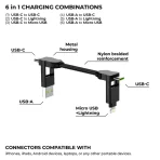 InCharge X 6 in 1 charging cable showing multiple connectors